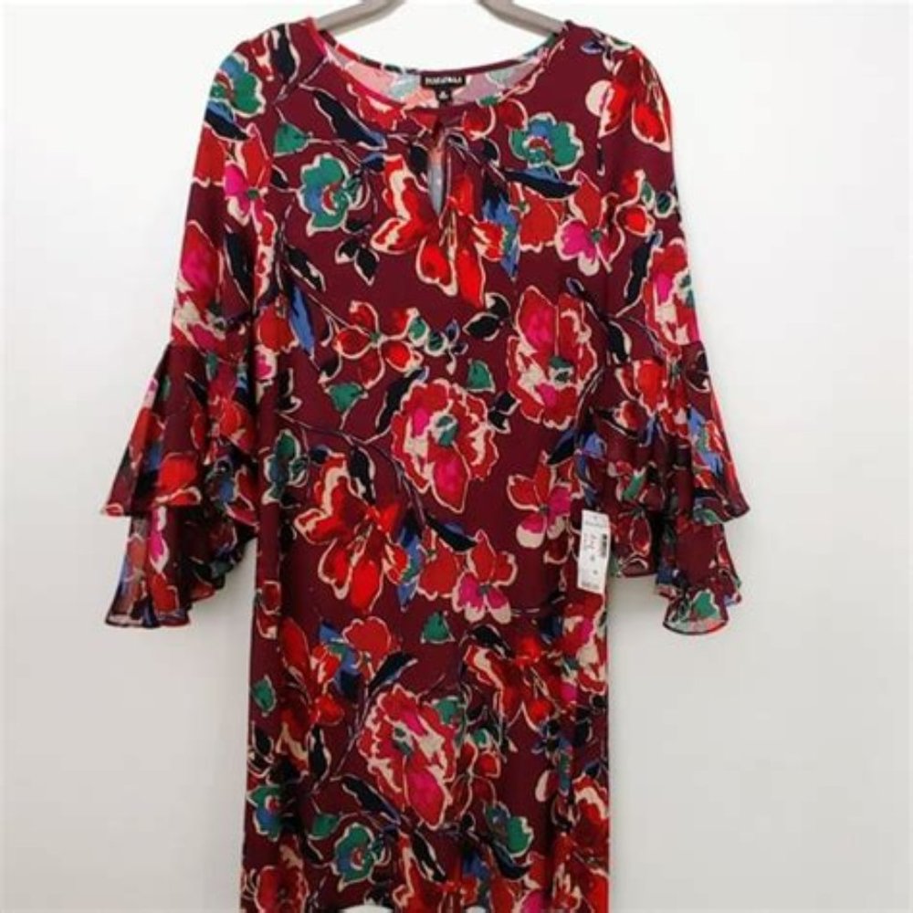 Roz & Ali Mother of the Bride/All occasion, Burgundy Floral Dress